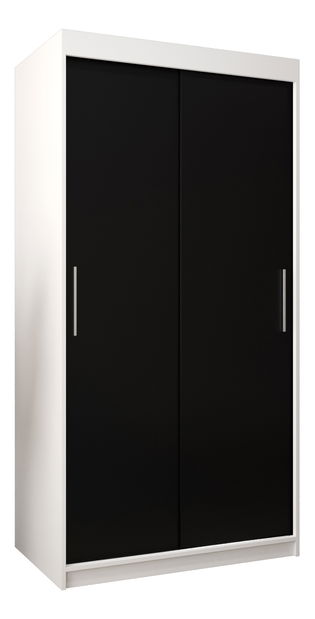 Dulap de haine 100 cm Toki (alb mat + negru mat)