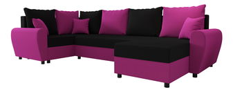 U alakú sarokkanapé Fleur Long (lila + fekete) (B)