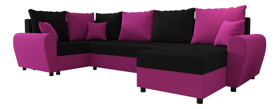 U alakú sarokkanapé Fleur Long (lila + fekete) (B)