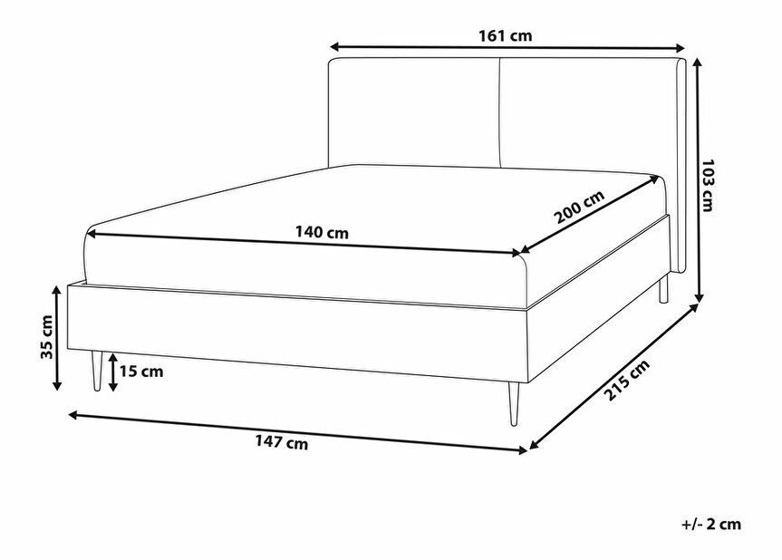 Franciaágy 140 cm Lubbka (szürke)