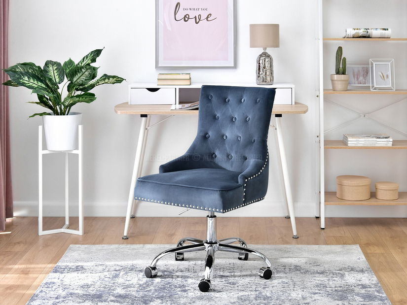 Stolička Sonia (sivomodrá + chrómová)