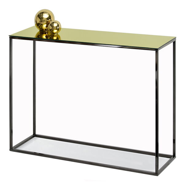 Konzolový stolík Bella Kons (zlatá + čierna)