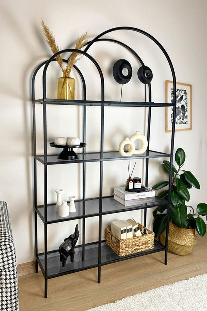 Raft Twinnis (negru + sticlă fumuriu)