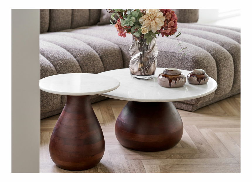 Príručný stolík Hnemira 2 (biela + tmavohnedá)