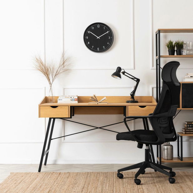 Písací stolík Igualada (dub zlatý + čierna) 