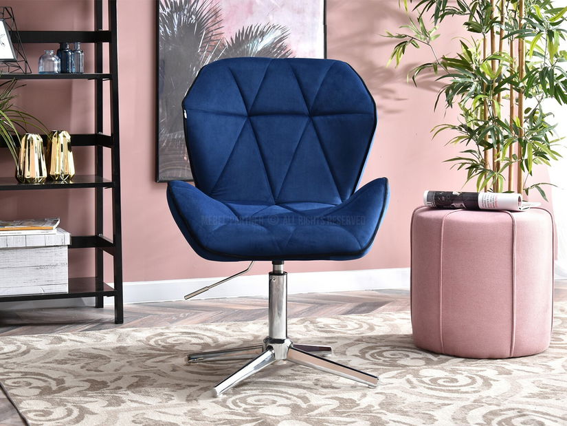 Fotelja Velma S (mornarsko plava + krom)