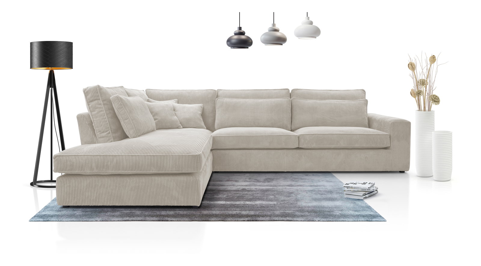 Rohová sedačka Carbus (smotanová) (L)