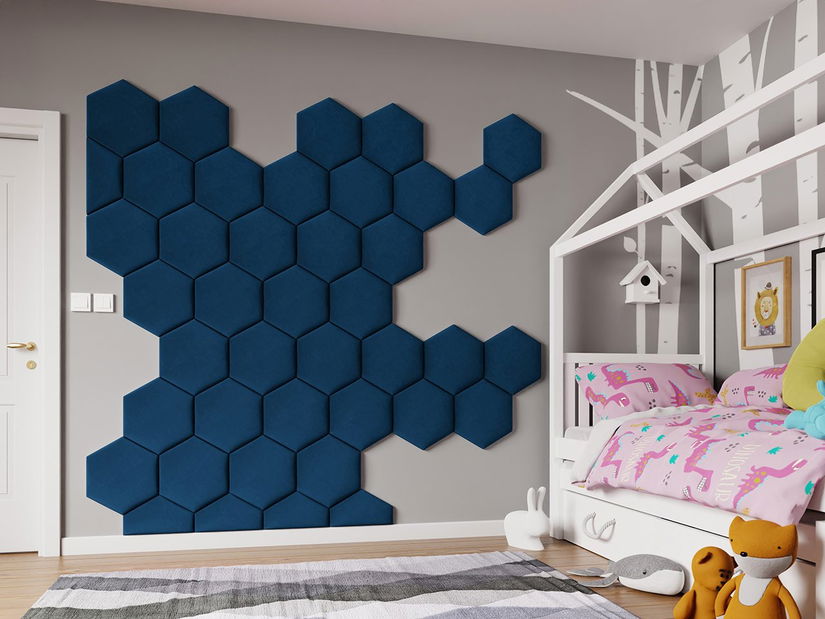 Čalúnený nástenný panel (3 ks) Lok (modrá) *výpredaj