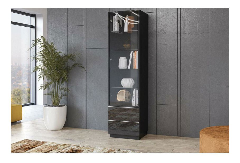 Fali vitrin Henry Typ 05 (fekete + magasfényű fekete)