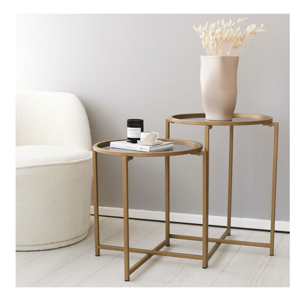 Set 2ks. konferenčných stolíkov Savet (zlatá + sivá)