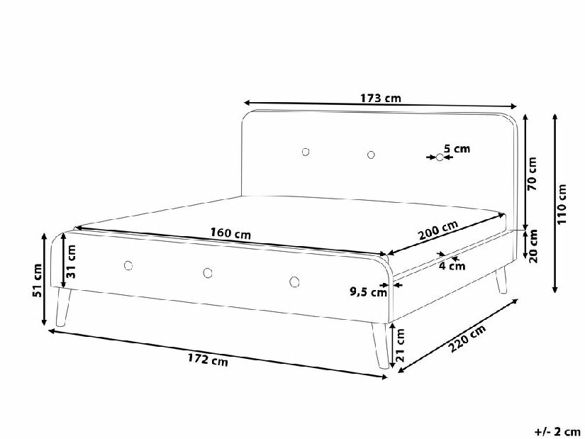 Franciaágy 160 cm Renza (szürke) (ágyráccsal)