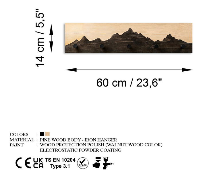 Cuier de perete Notopo (natural + negru) 