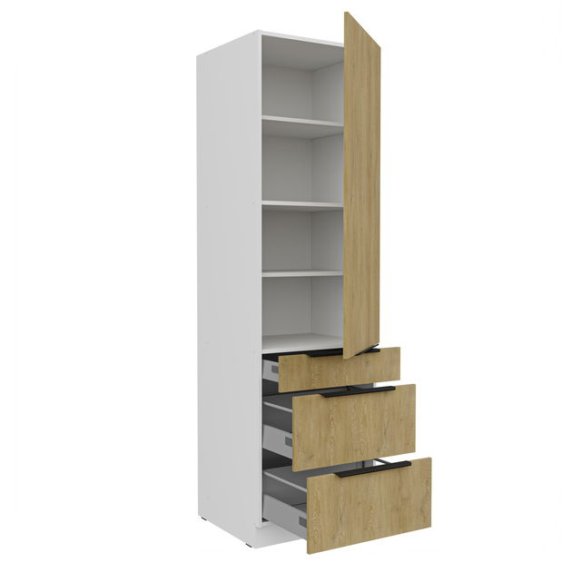 Dulap bucătărie pentru alimente Carminia 60 DKS-210 3S1F PREMIUM BOX (stejar cremona + alb)