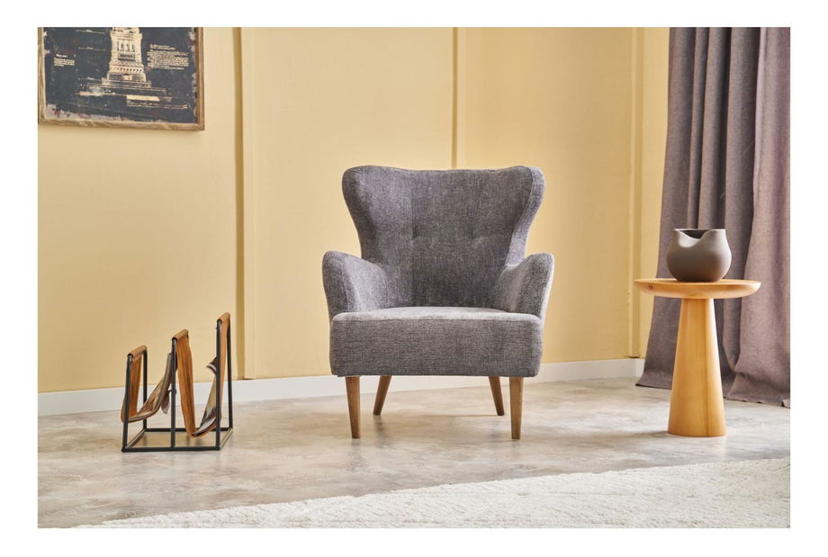 Füles fotel Kaveh 2 (szürke + fa)