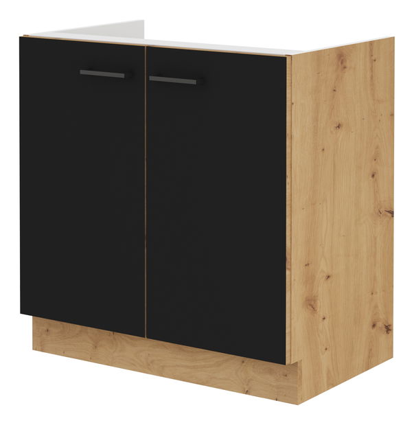 Donji kuhinjski ormarić ispod sudopera Miraluna (hrast artisan + crna mat)