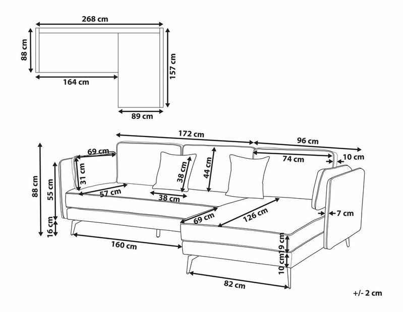 Rohová sedacia súprava Askel (sivá) (L)
