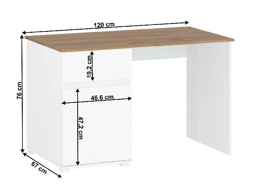 Pc stolík Vilgi 1D1S/120 (lesk biely + dub wotan)