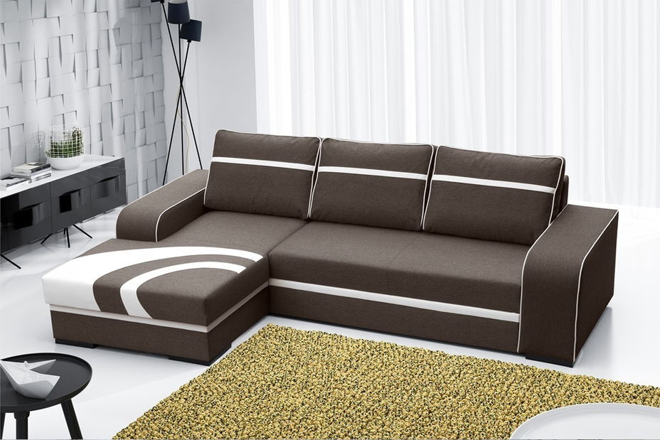 Kutna garnitura- Florance (tamnosmeđa + bijela) (L)