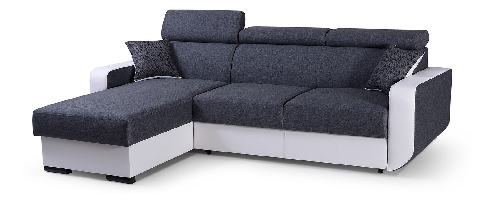 Rohová sedačka Istar (tmavosivá + biela) (L)