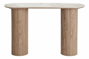 Konzolový stolík Alomeria 6 (biela + hnedá)