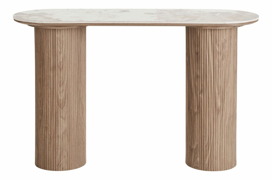 Konzolový stolík Alomeria 6 (biela + hnedá)