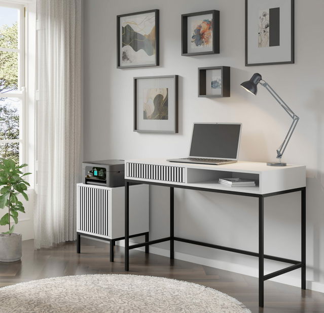 Nočný stolík F 1D Rowanna (biela + čierna)