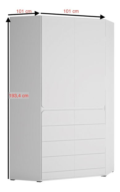 Dulap de haine de colț Albunus S03 (Alb alpin)