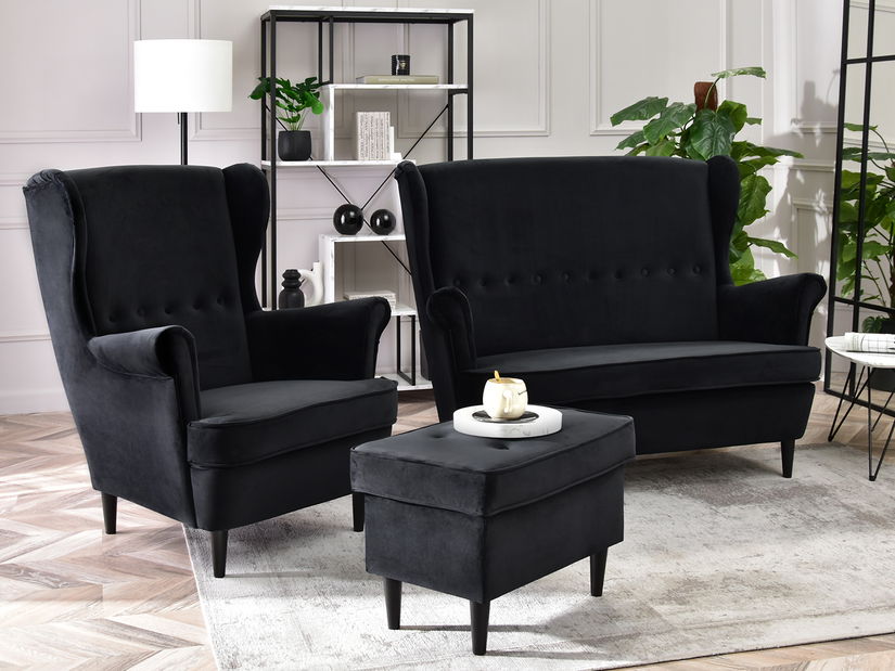 Pohovka dvojsedačka v tvare ušiak Muriera (čierna)