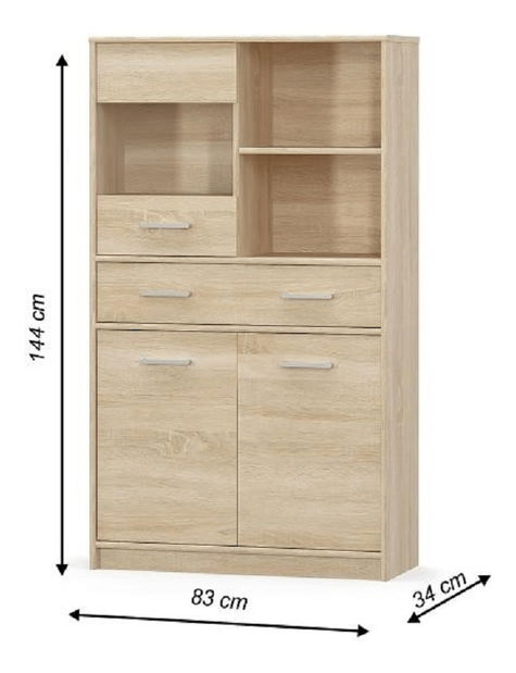 Vitrină Thornham 2D1W1S/80