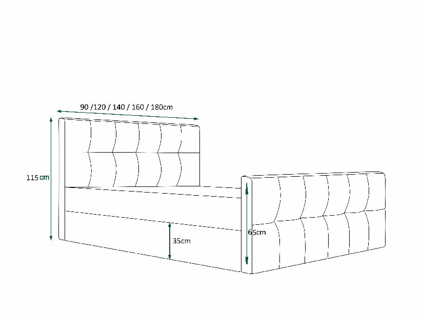 Bračni krevet 140 cm Velva (crna) (s podnicom i prostorom za odlaganje)