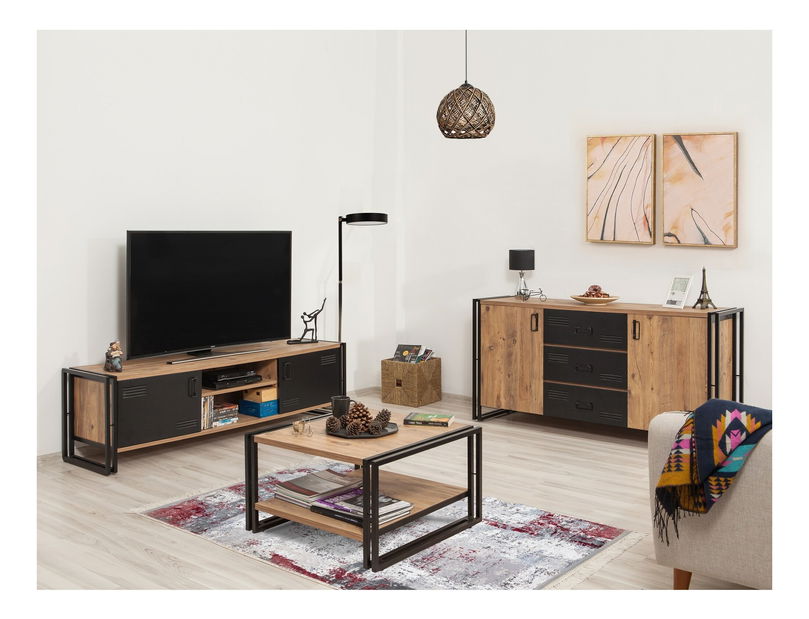 Set mobilier living Cosmopolitan 1 (atlantic pin + negru)