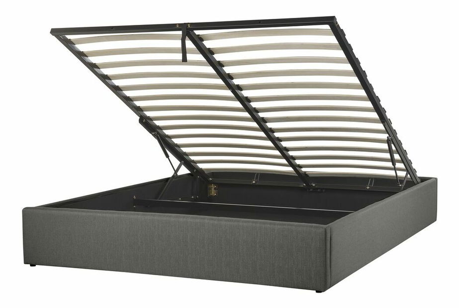 Bračni krevet 160 cm DIJON (s podnicom i prostorom za odlaganje) (siva)