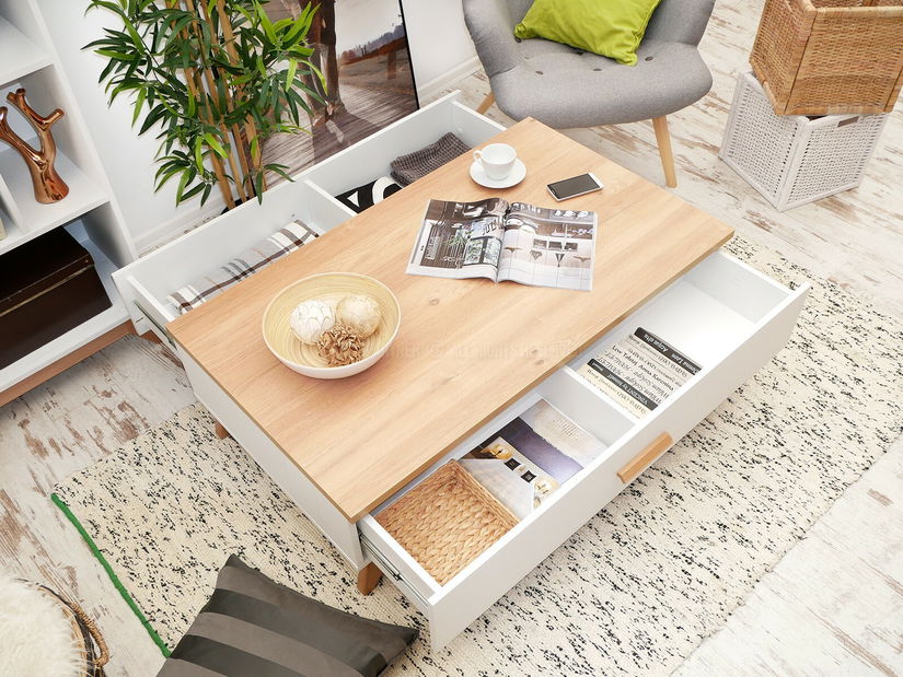 Konferenčný stolík Balones BG17 (biela + dub)