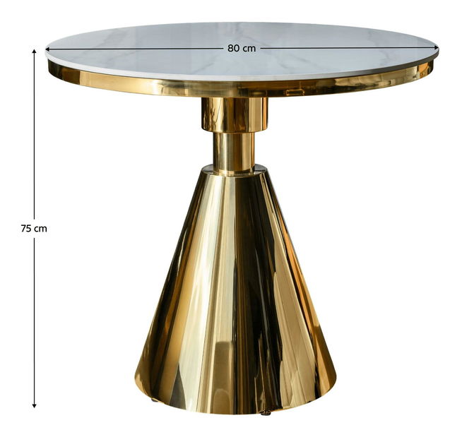 Masă sufragerie Greys 1 (auriu + marmură albă) (pentru 4 persoane)