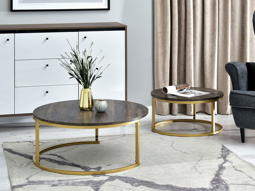 Măsuță de cafea Kolja Stolik Xl (stejar + auriu)