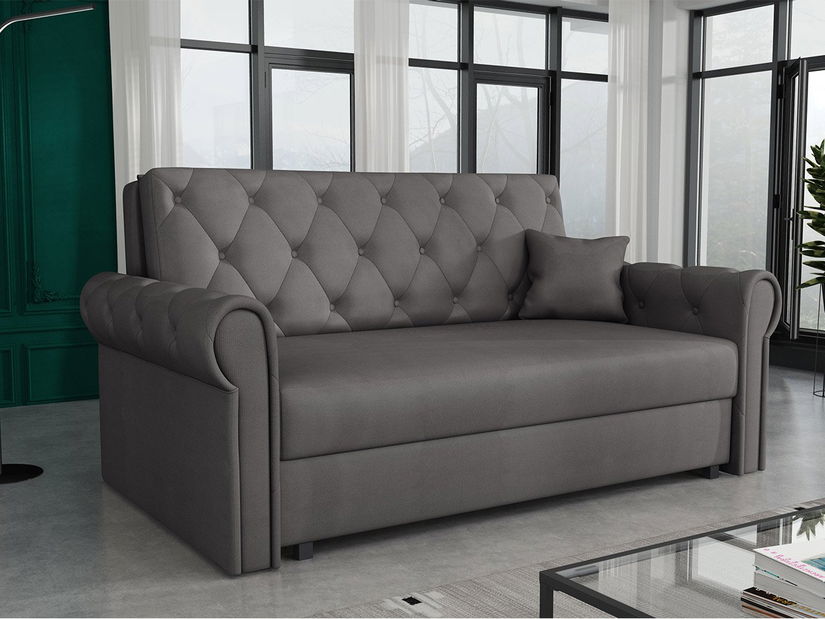 Széthúzható kanapé Clovea Roma III (sötétszürke) (tárolóhellyel)