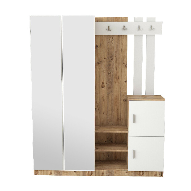 Set mobilier pentru hol Dustin 8 (Pin atlantic + Alb)