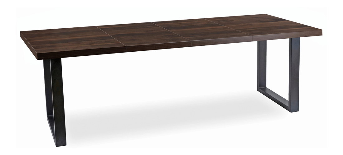 Masă sufragerie extensibilă Tomko (nuc + negru) (pentru 6-8 persoane)
