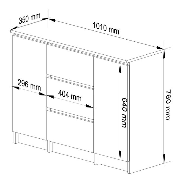 Komoda Kalista VI (beton + bijela)