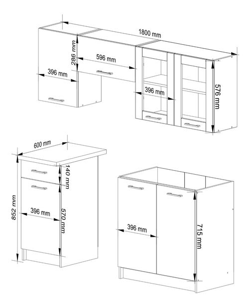 Set mobilier bucătărie 180 cm Ozara B (beton)