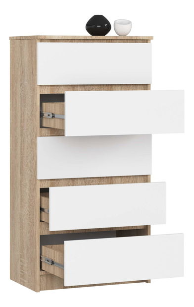 Komód Kalista V (szonoma tölgy + fehér)