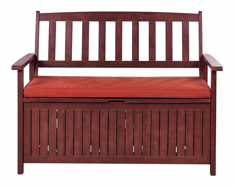 Kerti pad Sefu (mahagóni fa + piros) (tárolóhellyel)