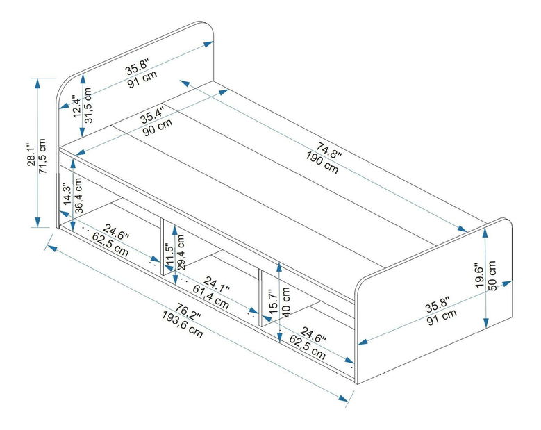 Jednolôžková posteľ 90 cm Accer (biela)