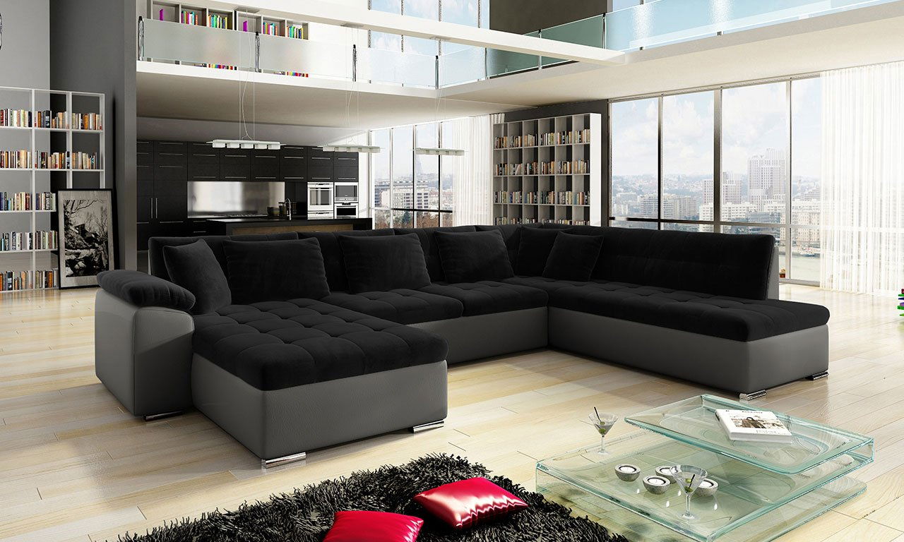 Sarokkanapé Talina alvási funkcióval (Bal U) (öko-bőr Soft 029 + Kronos 07)