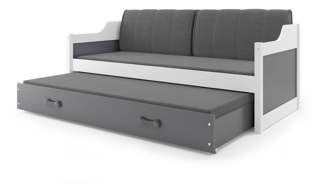 Rozkladacia posteľ 80 x 190 cm Dimar (biela + grafit) (s roštami, matracmi a úl. priestorom)