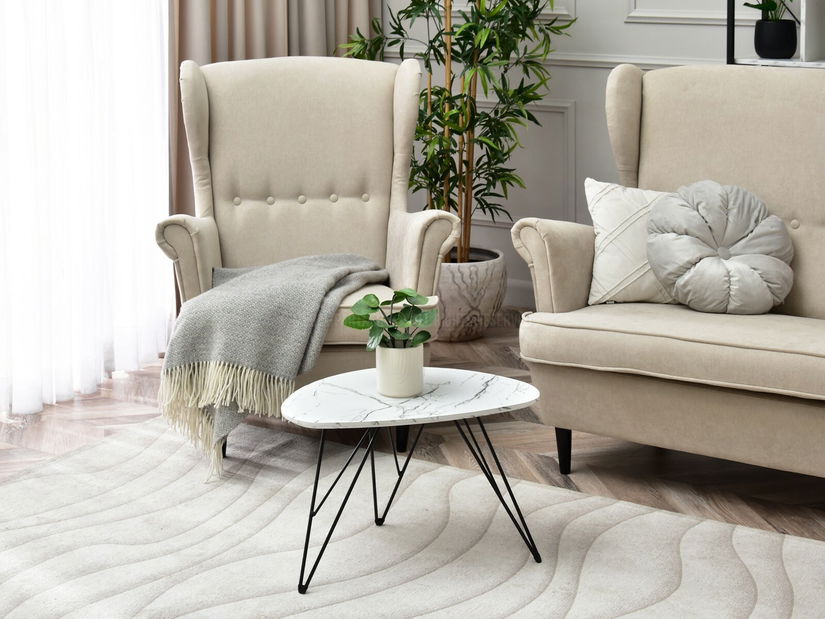 Măsuță de cafea Rave S (marmură albă + negru)