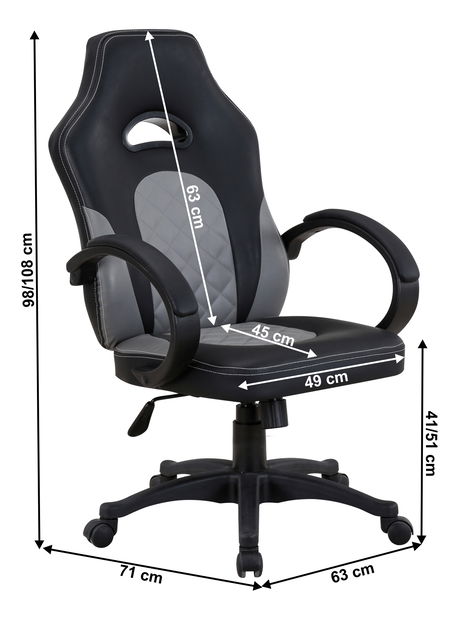 Fotoliu de birou Naseby (negru + gri)