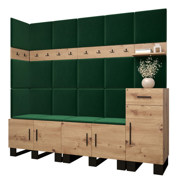 Set za predsoblje Amanda 9 (hrast artisan + zelena)