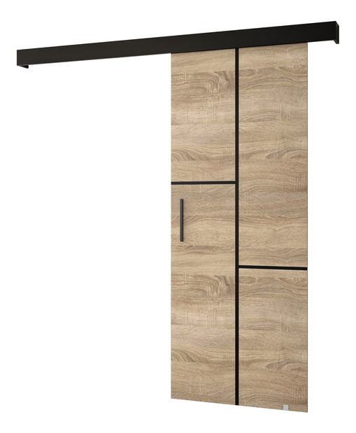 Uși culisante 90 cm Sharlene VII (stejar sonoma + negru mat + negru)