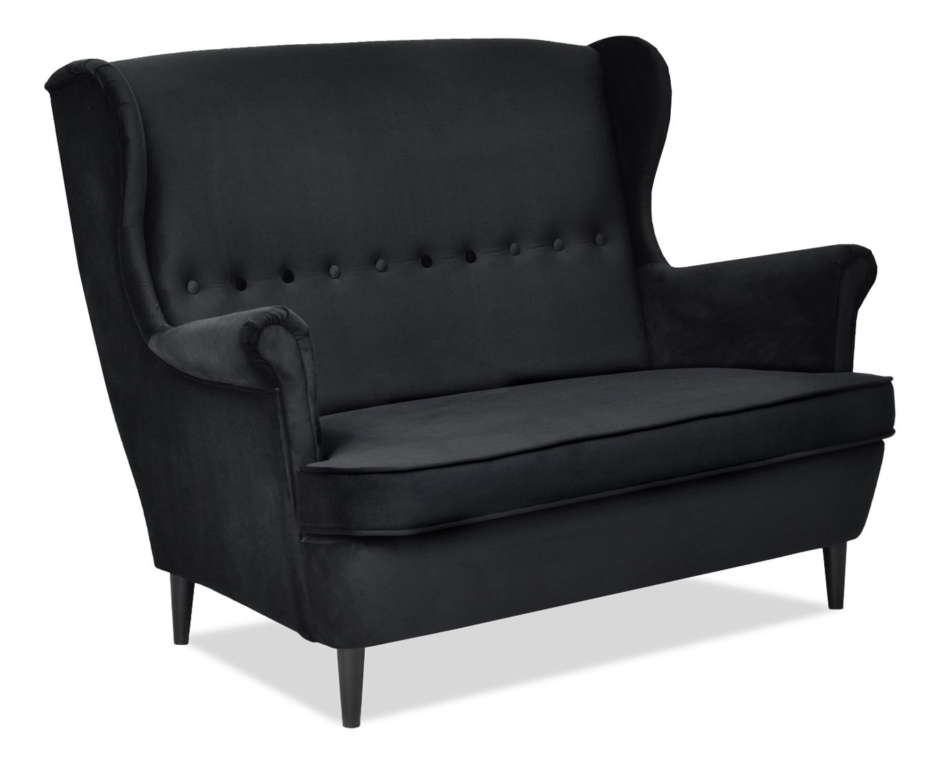 Canapea două locuri cu formă urechi Muriera (negru)